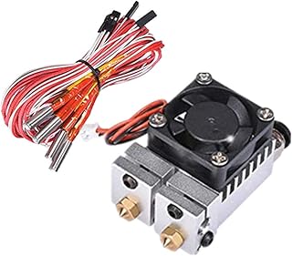 Dual Color 2 in 2 Out Extruder 12V 40W for 3D Printer 1.75mm Filament Multi-Extrusion V6 Bowden Hotend Kit 0.4mm Nozzle… (Silver)