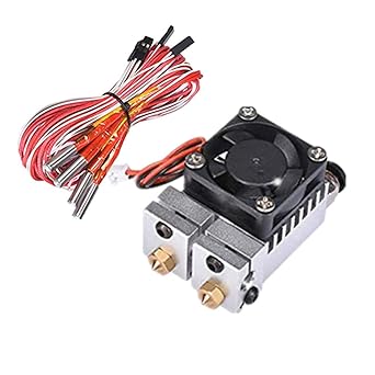 V6 Dual Color 2 in 2 Out Extruder for 3D Printer 1.75mm Filament Multi-Extrusion V6 Bowden Hotend Kit (12V,Silver) 0.4mm Nozzle