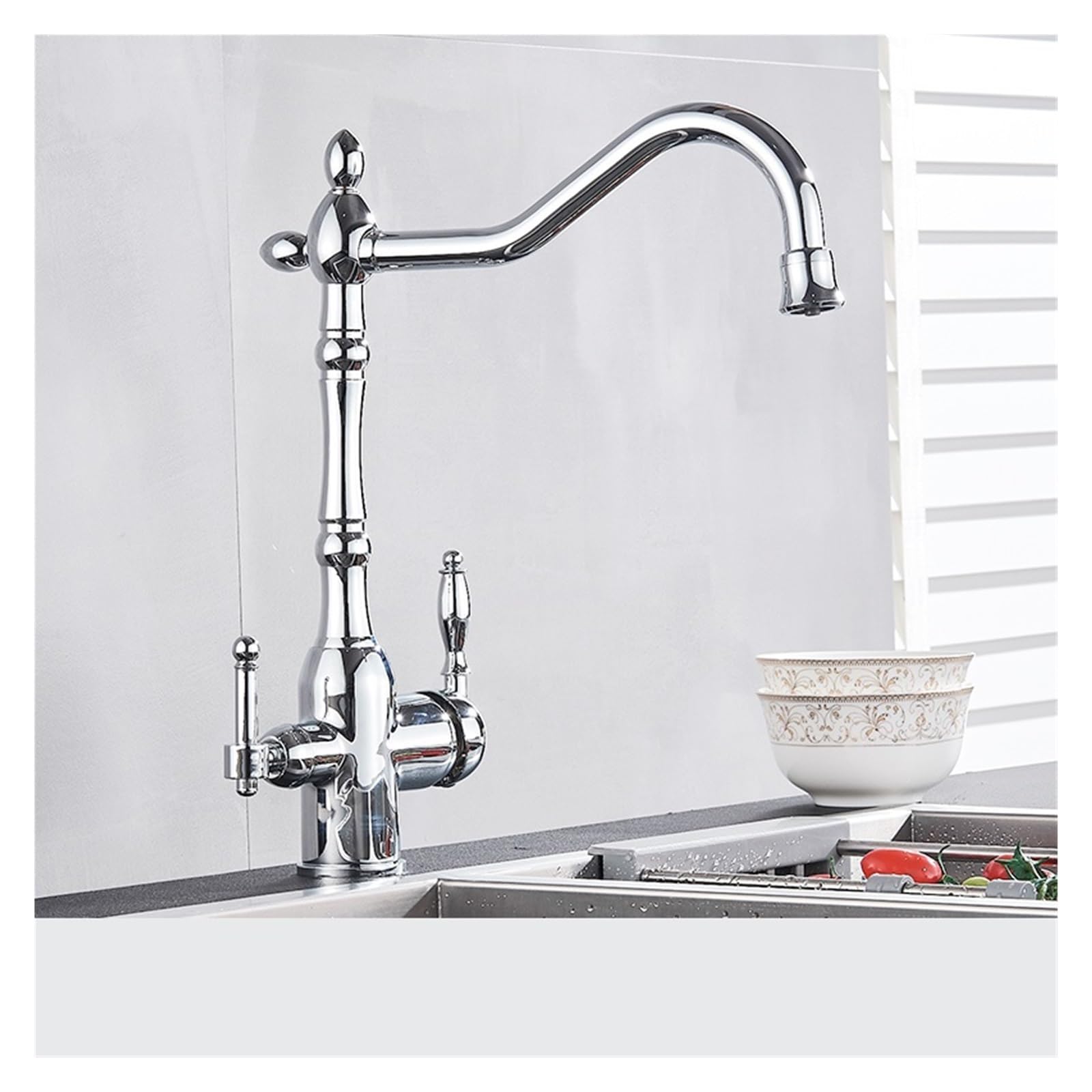Yjyjy Chrome Faucet Antique Brass Filtered Kitchen Faucet Purify Faucets Mixer Tap Hot Cold Water 360 Rotation Water Purification Water Crane Tap Tap