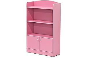 FURINNO Lova 4-Tier Chic Bookshelf with Storage Cabinet