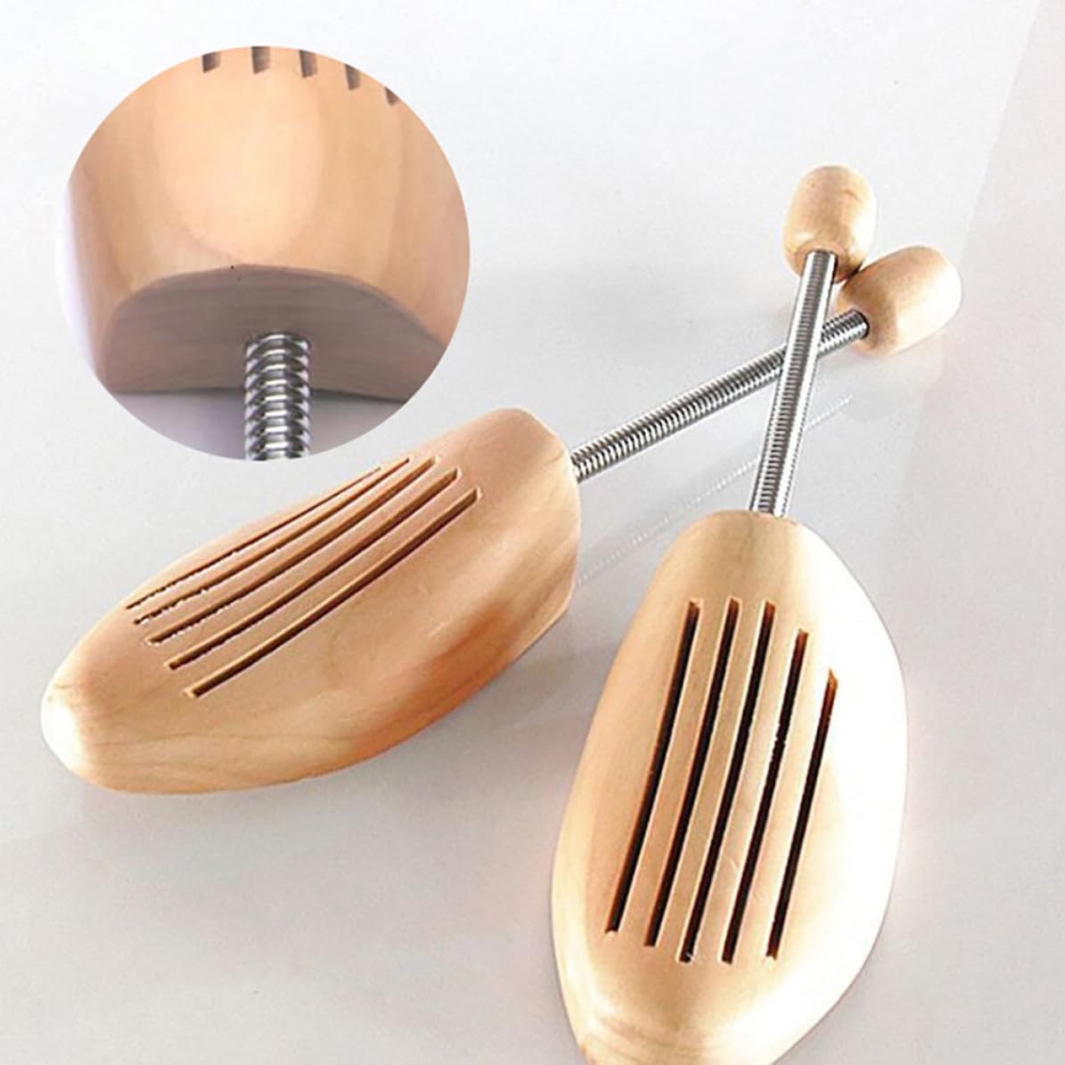 TOYANDONA 4 Pares de Hormas Ajustables de Madera y Metal para Zapatos, Diseño Resorte, Preventores de Arrugas para Hombre y Mujer, Talla 39-40