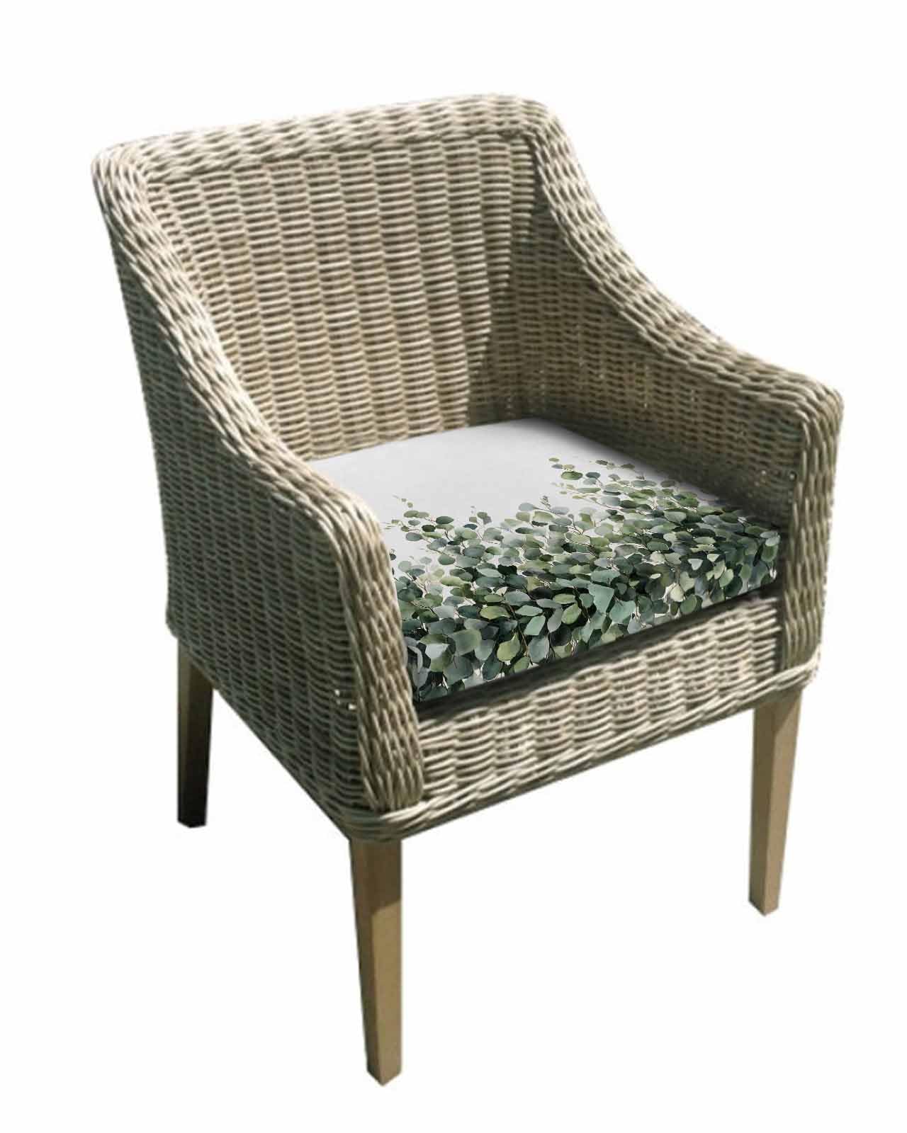 2 Pack Botanical Leaves Waterproof Cushion Covers with Ties, Outdoor Patio Chaise Lounge Chair Seat Cushion Slip Covers Replacement(Only Cover) Farmhouse Simple Eucalyptus Branches 22