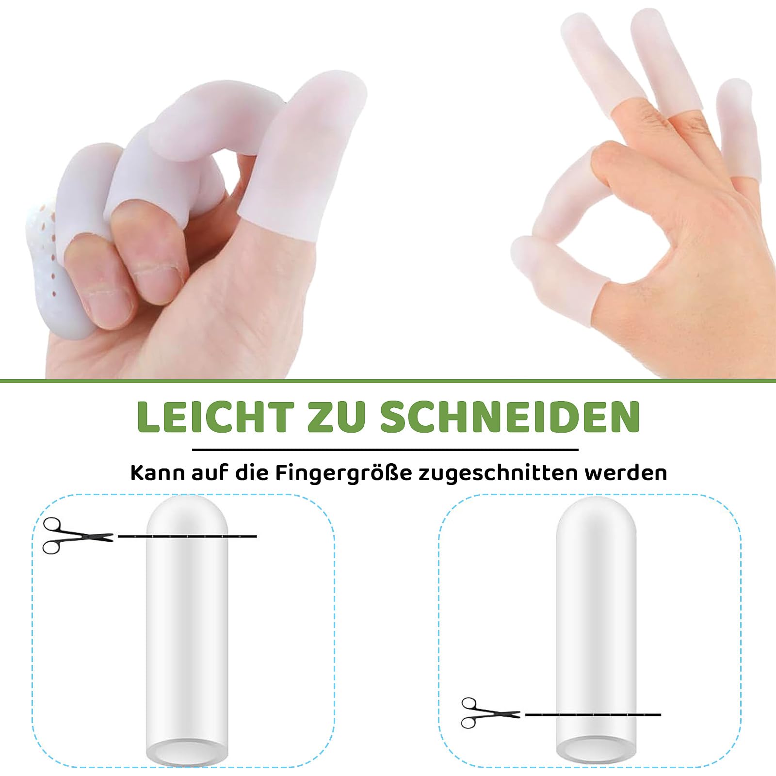 Protecteur de Doigt,20 Pièces Protecteur de Doigt de Gel,Manchons de Soutien du Pouce Doigtiers Silicone Protege Doigt Silicone pour Tricot,Protege Doigt Coupure
