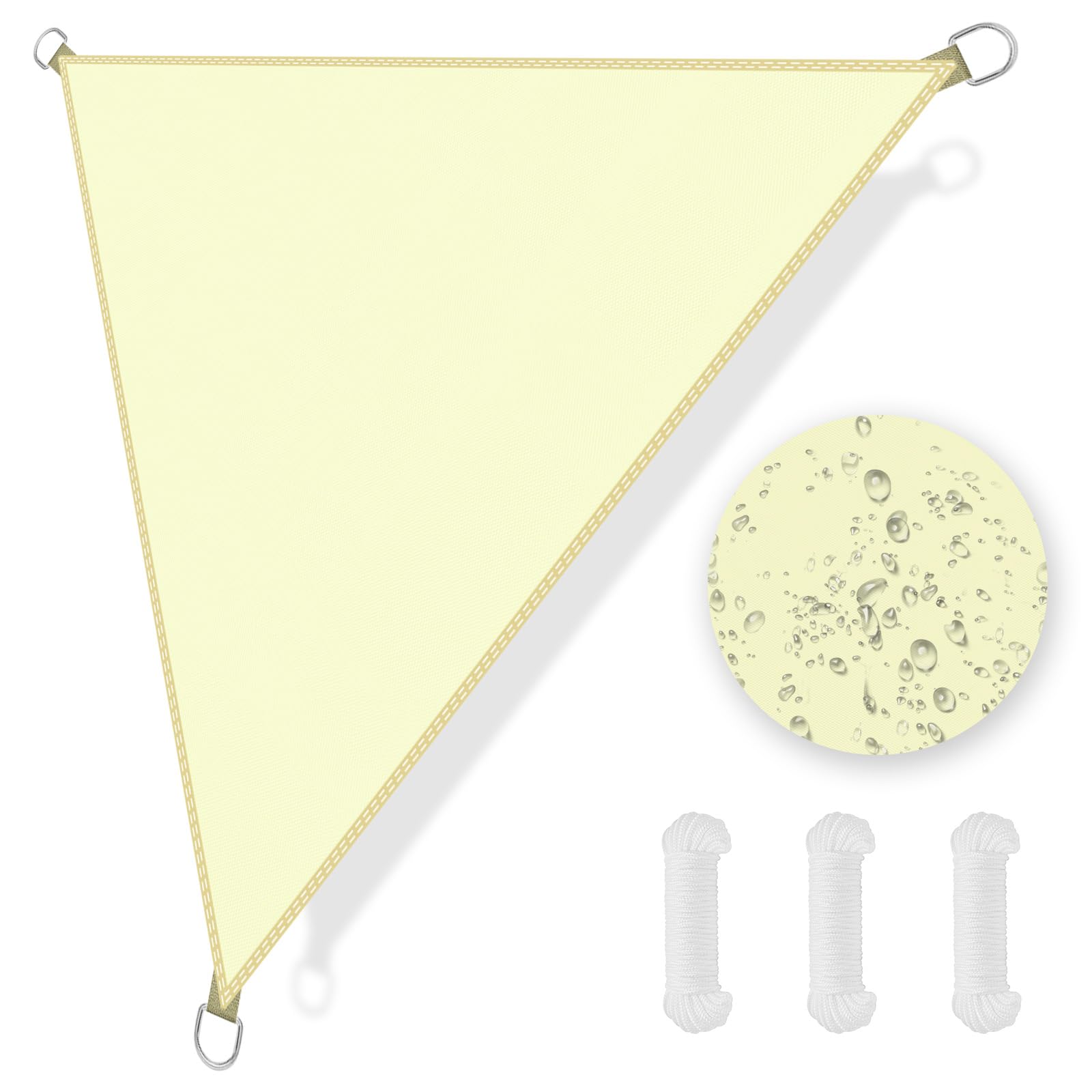 OFFCUP Sun Shade Sail, 3m x 3m x 3m Rectangle Awning Canopy, 160gsm Waterproof Shade Sail Garden Sun Sail Patio Canopy 95% UV Block with Free Rope, for Outdoors, Garden, Patio, Yard, Party (White) â image 1