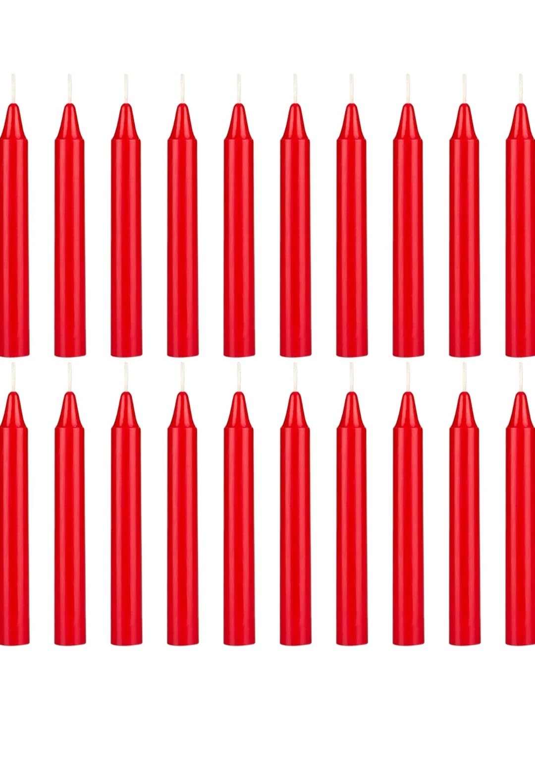 LAKSH Collection – Set of 20 Red Taper Candles – Unscented, Modern, Colorful, Minimalist, 4 Inch Tall, 2 Hour Burn Time, No Container