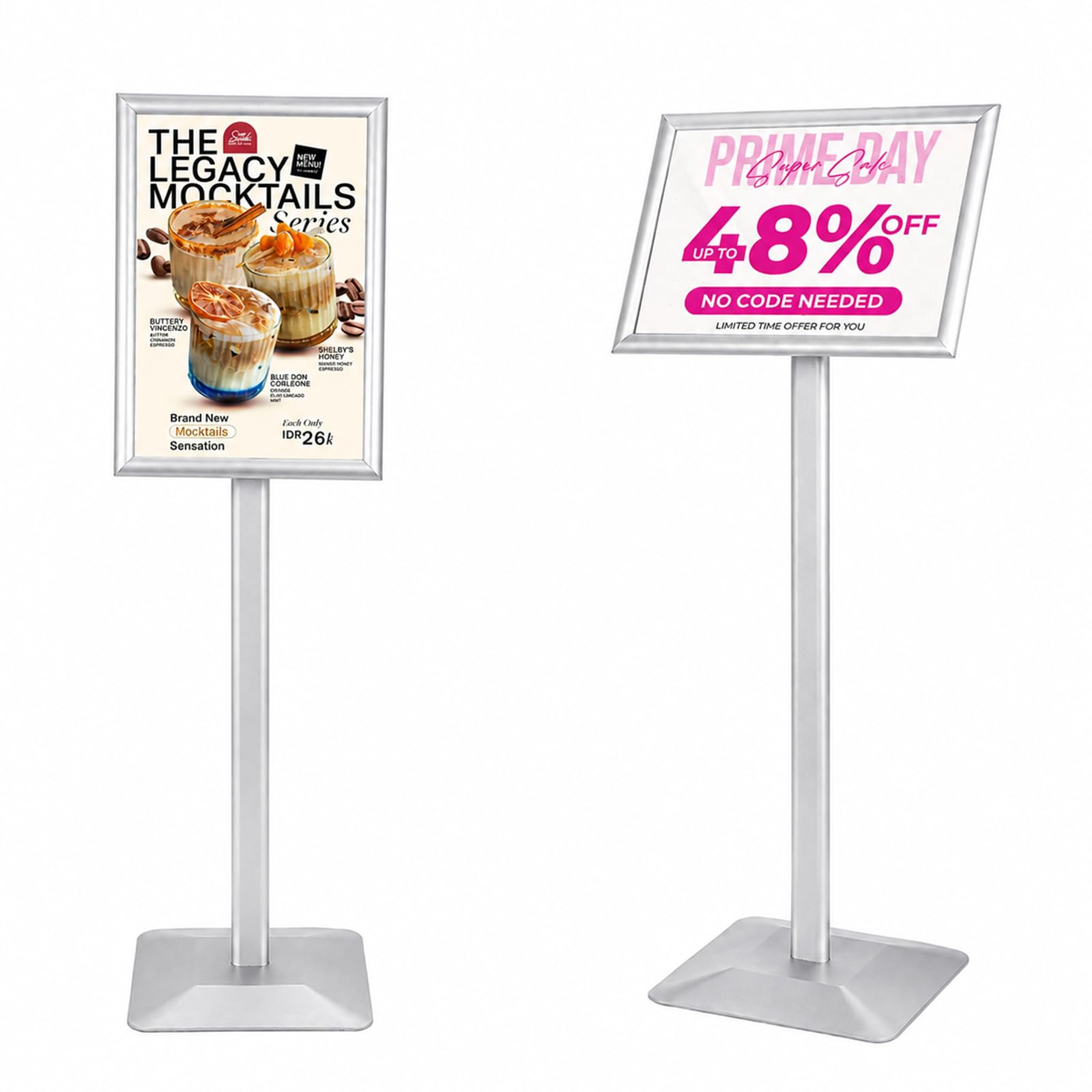 Support d'affiches stable pour charges lourdes - Format A4 - Support de menu avec pied robuste - Hauteur réglable - Butée client et support publicitaire pour affiches, menus, publicité