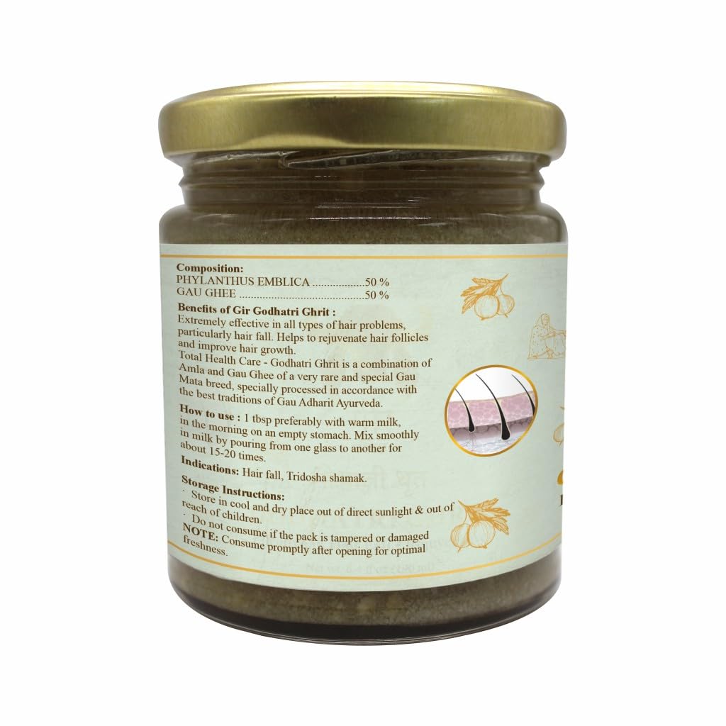 GIR GAUVEDA Godhatri Ghrit Ghee 190 ml | Ayurvédique bon pour la chute des cheveux | Pure et rajeunissante | Gir pur ghee de vache ayurvédique
