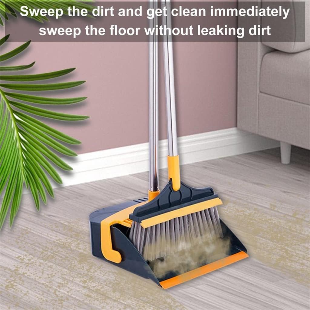 Moderno Escoba Plegable y recogedor con Mango Largo de Acero Inoxidable, Juego Combinado de recogedor Vertical Conveniente