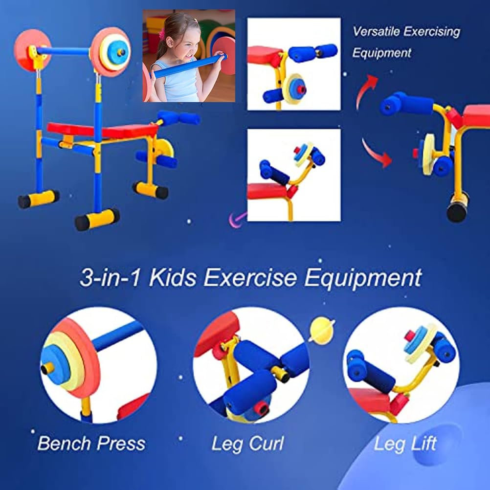 Hantelbank-Set für Kinder – Fitnessgerät für Kinder von 3–8 Jahren, aktives Spielen im Innen- und Außenbereich, perfekt für Anfänger und Kleinkinder