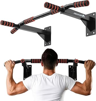 Abahub Wall Mounted Pull Up Bar,440lbs Multi-Grip Chin-Up Bar for Home Gym | Black/White,Durable,Heavy-Duty,Stable Training Bar
