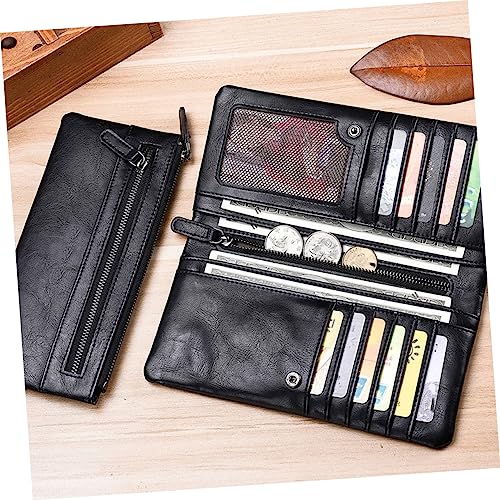 Men Chic Purse Men Cards Wallet Sturdy Zipper Wallet Large Capacity Black Soft Leather3