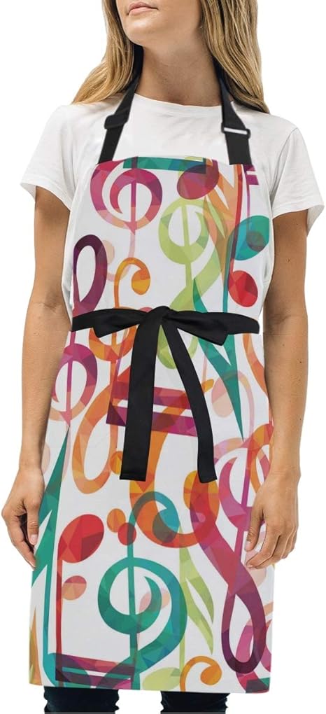 Amazon Liasdiva エプロン 音楽背景ベクトルイラスト 耐久性 調節可能 おしゃれ 男女兼用 仕事用 保育士 カフェ 料理室 家庭用 ファッション柄 エプロン オンライン通販