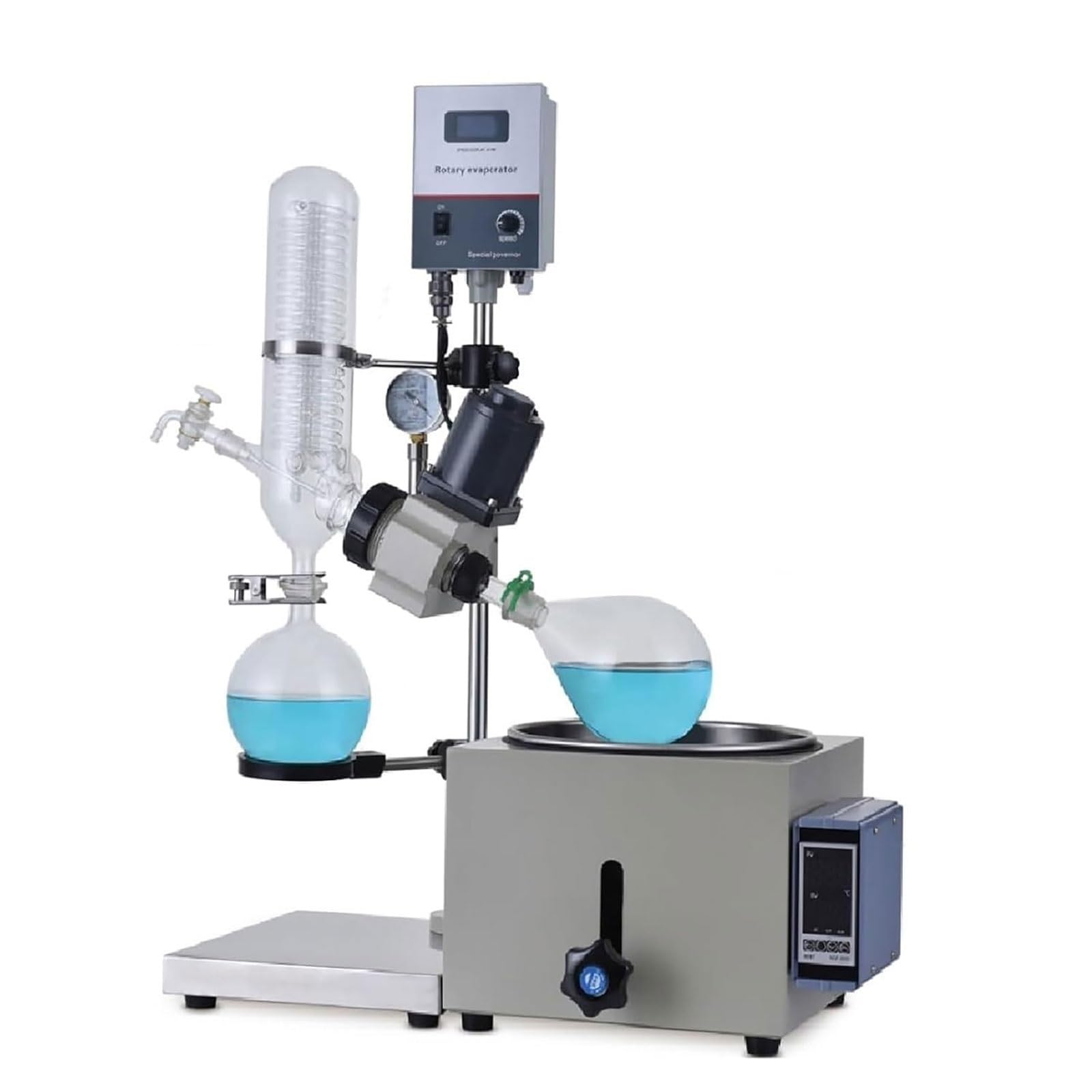 Evaporador rotatorio de laboratorio, instrumento de evaporación rotativa de calefacción con control digital con baño de agua, equipo de destilación de laboratorio al vacío de elevación manual