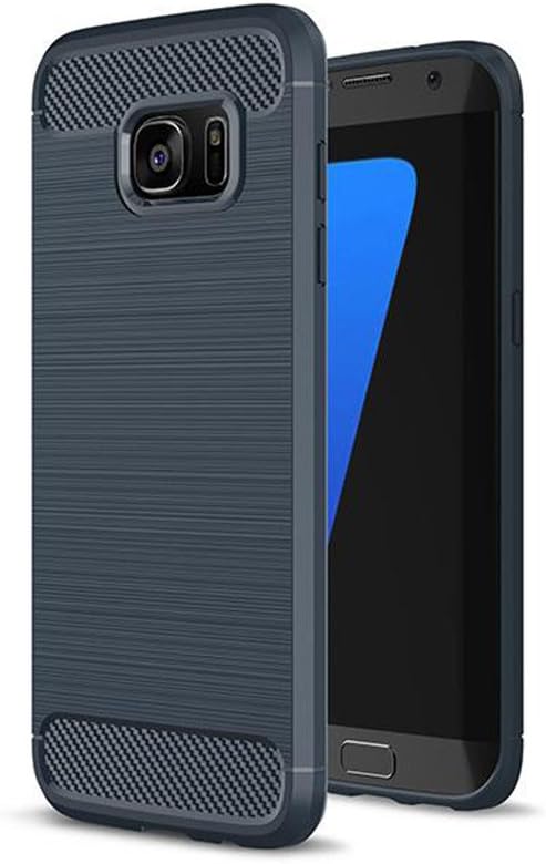 ZARO Samsung Galaxy S7 Edge TPU Phone Case, Rubber Soft Cellphone Full Protective Cases Ultra Thin with Easy Grip Non-slip Horizontal Stripes Cover Anti-shock Flexible Silicone Shell-Blue