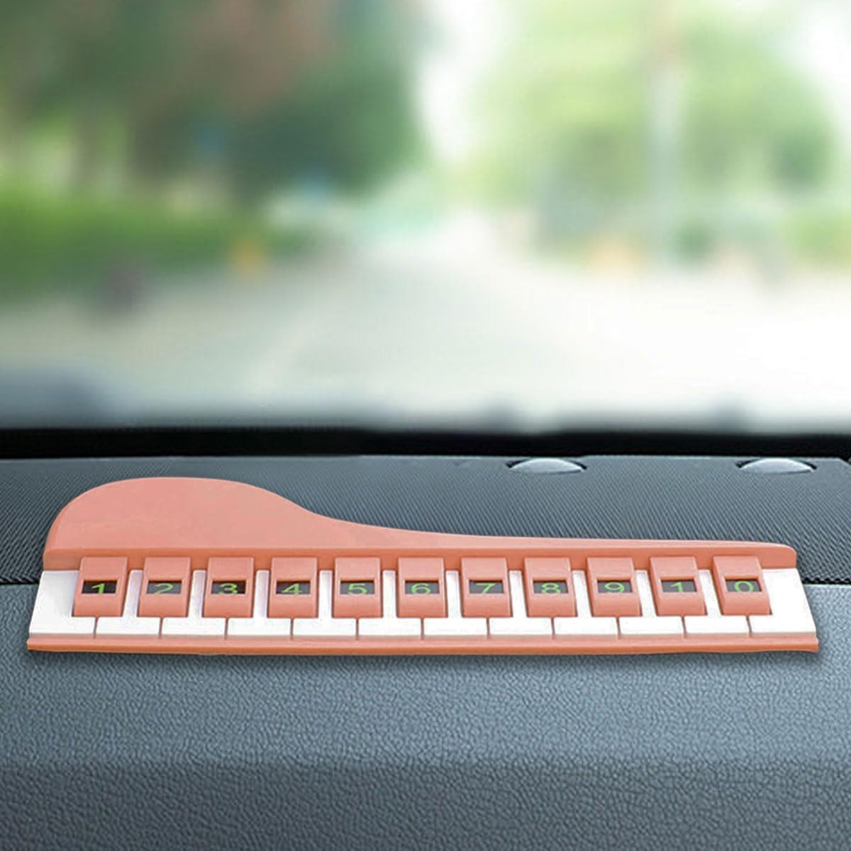 Piano Keyboard Car Temporary Parking Card Plate, Luminous Hidden Notification Phone Number Display for Dashboard, Automotive Temporary Stop Sign Auto Interior Accessories (Blackwhite)