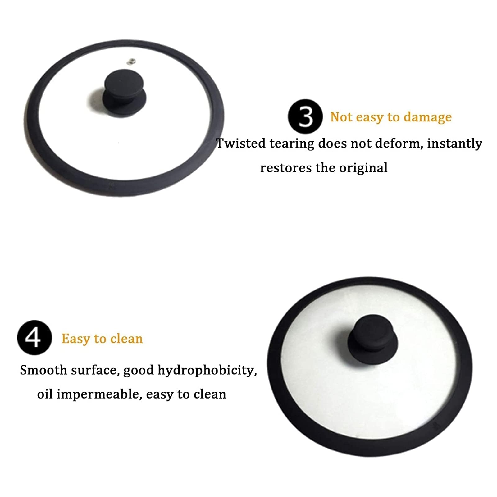 Coperchi universali in vetro siliconico per pentole e padelle, con bordo in silicone Coperchi di ricambio per padelle da cucina Sfiato del vapore, coperchi multi-dimensioni lavabili in lavastoviglie