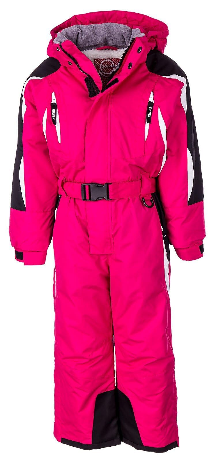 Golder Kinder Skianzug Jungen mit Kapuze Winddichter Schneeoverall Mädchen Wasserdichter Schneeanzug