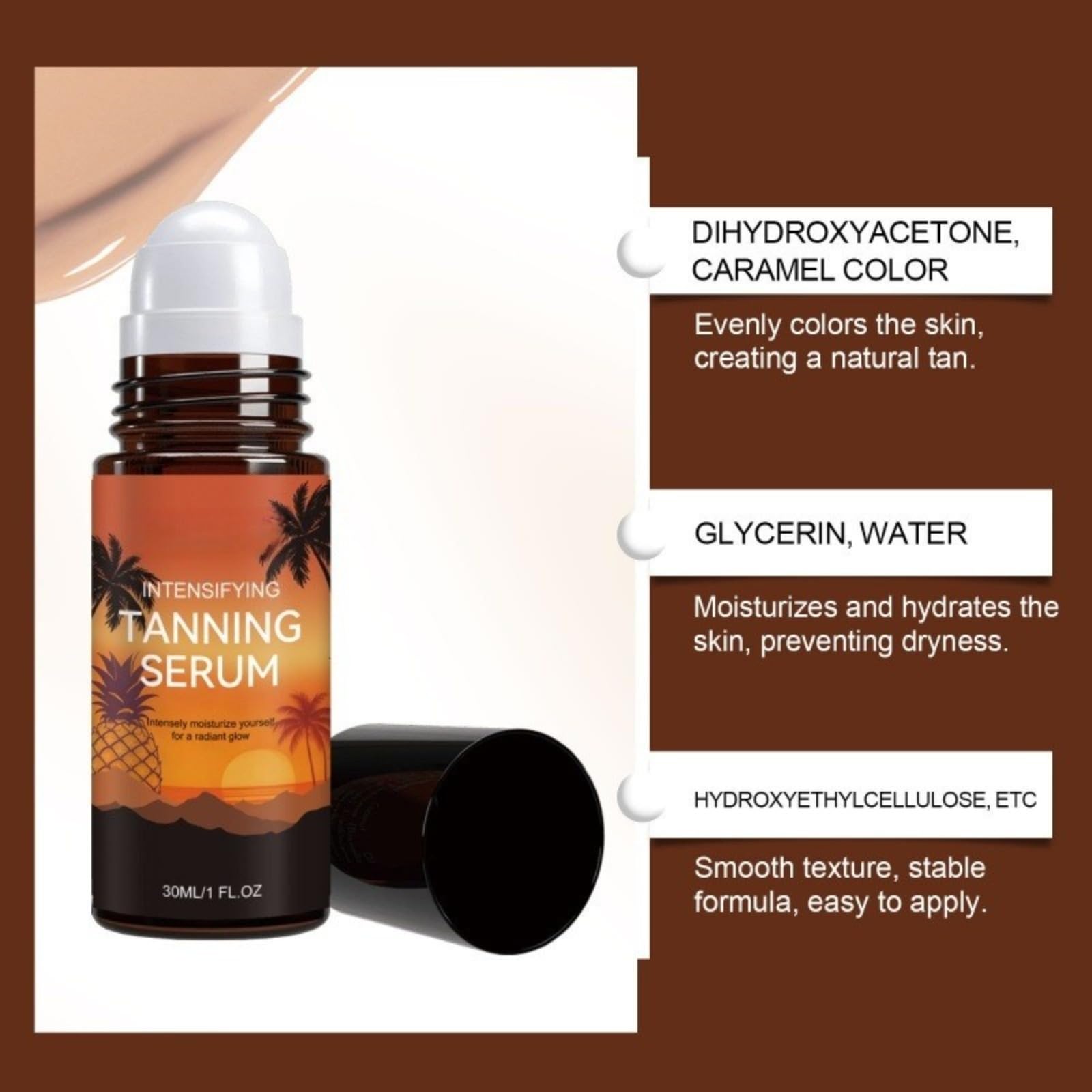 Essence Bronzante, Accelerating Solarium Tanning Care, Gentle Intensive Cream-Serum Drops, Nourishing Moisturizing Formula for Instant Natural Dark Even Complexion