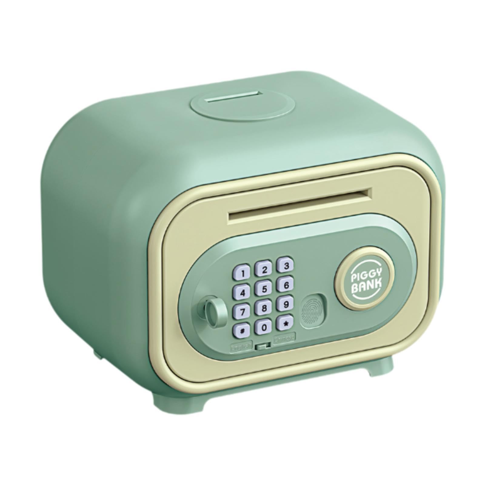 kowaku Hucha Electrónica para Niños con Función de Enrollado Automático de Billetes Caja Fuerte con Contraseña Personalizable Banco de Monedas Decorativo Mat, Verde, Individual