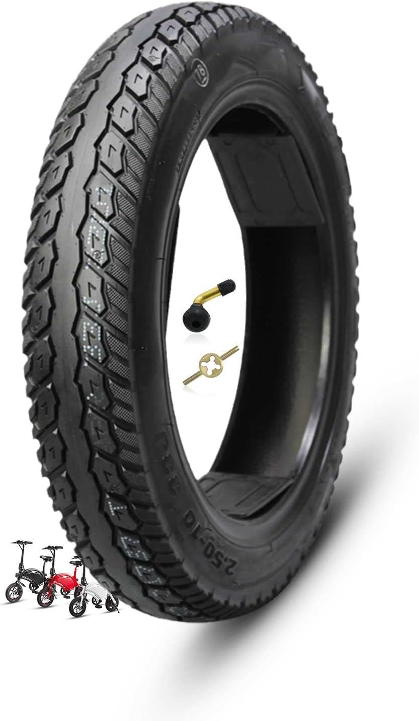2.50-10 Dirt Bike Tire Street Tire Compatible with 14x2.50 | 33J 4 P.R. Max Load 253 Lbs | 2.50-10 Scooter Tire Tubeless | 2.50-10 Street Tire with Tubeless Valves and Tools