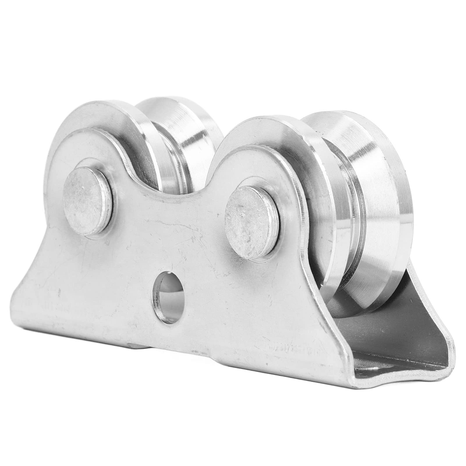 Fafeicy Ruota Scanalata a Forma di V per Cancello Scorrevole in Acciaio Inox, Diametro 48mm, Dimensioni 130x33x60mm, Doppia Ruota