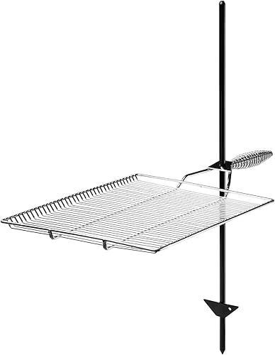 Estaca y parrilla, parrilla de campamento, equipo de cocina a fuego abierto, accesorios para fogatas, rejilla de parrilla de fogata, 15 x 22