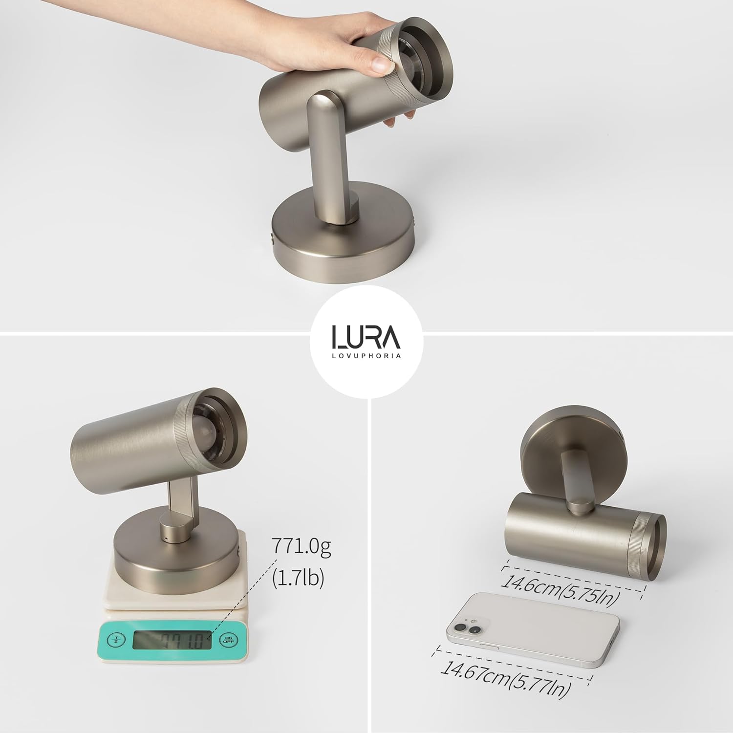 Dimmable Zoomable Spot Lights Indoor Spotlight, 12W Adjustable Angle Ceiling Spotlights for Wall Art Corridor Living Room, Accent Lighting Brushed Nickel Finish - Warm White