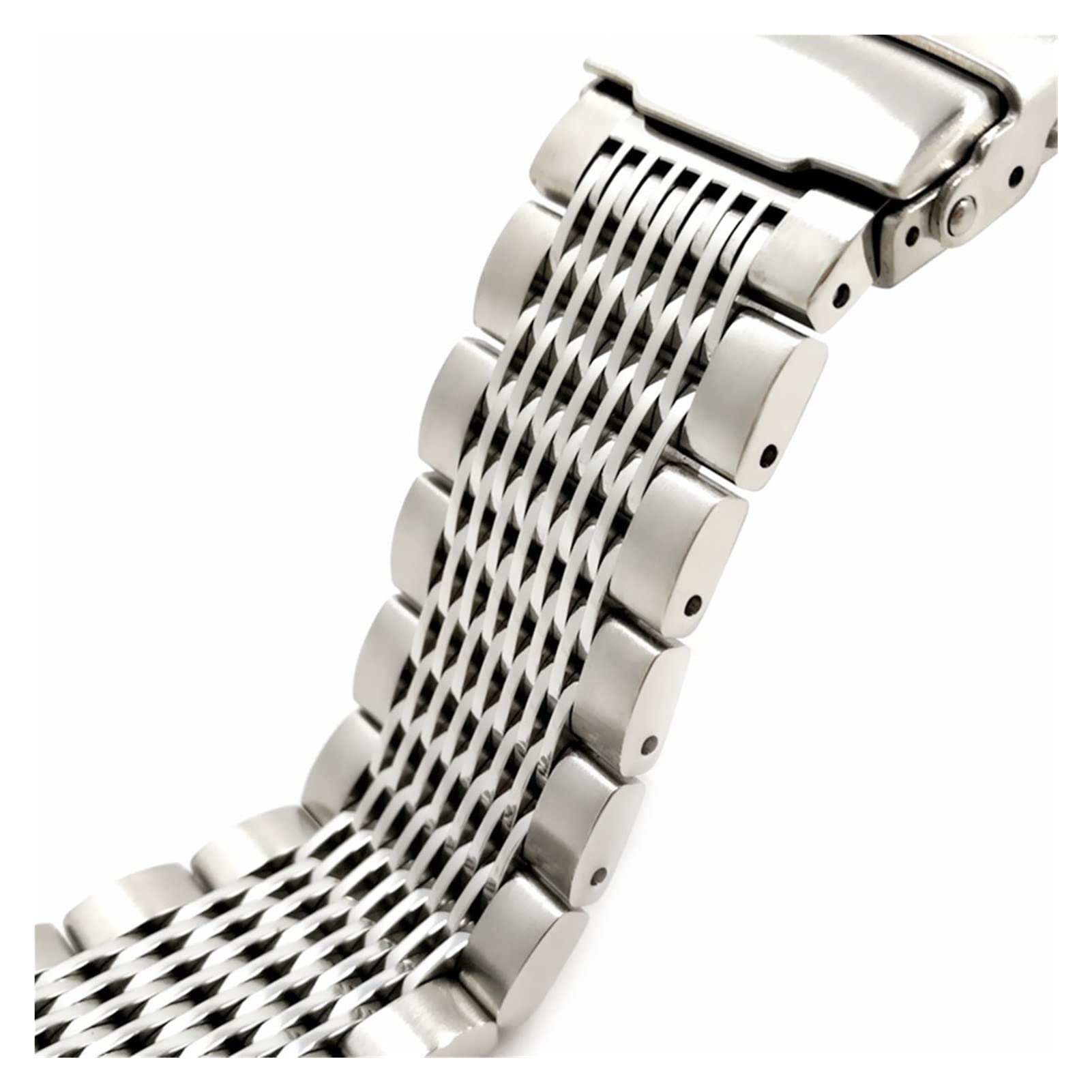 NASUNJIA Bracelet de montre de luxe 22/20/24 mm solide Milan Link en acier inoxydable Boucle déployante Montre de sécurité Bracelet de rechange