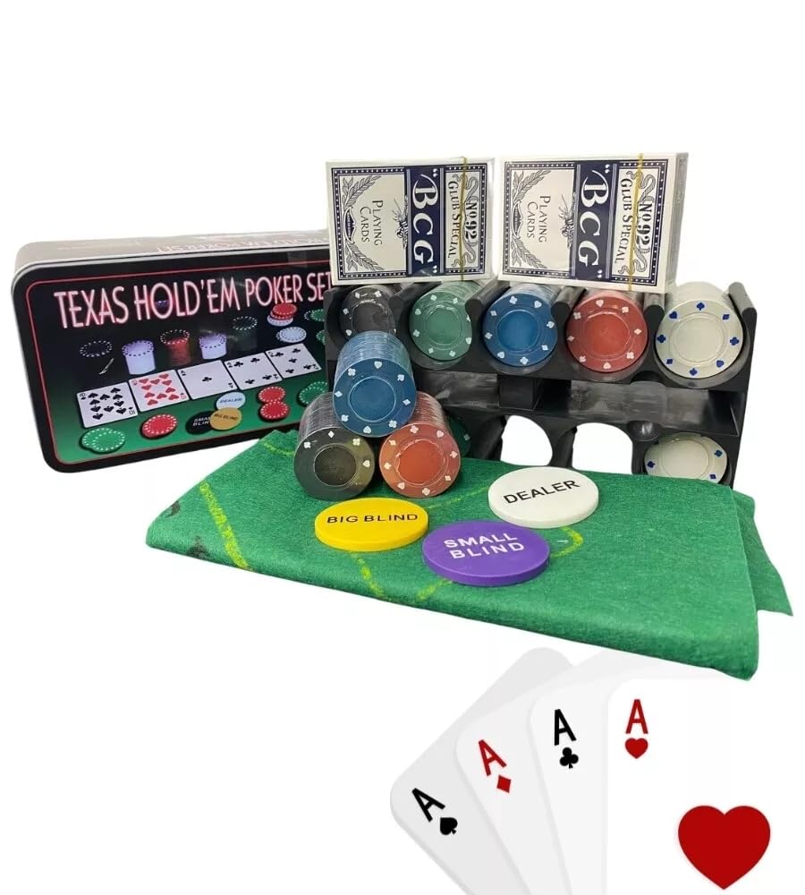 200 Fiches da Poker Numerate Soldi Euro Box da Gioco Texas Holdem con Confezione Porta Fiches Fair