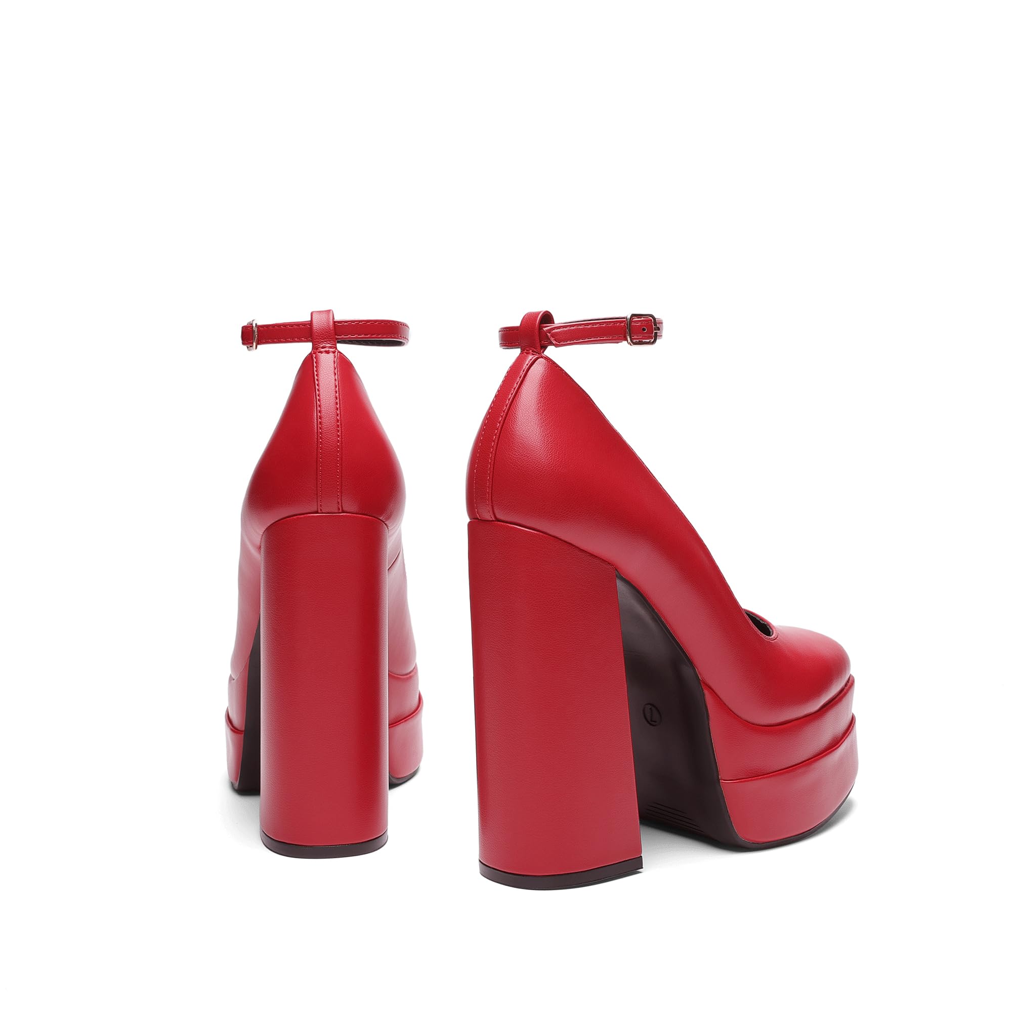 DREAM PAIRS Scarpe Y2K da donna con plateau, tacco alto, punta chiusa, tacco alto, punta quadrata, cinturino alla caviglia, alla moda
