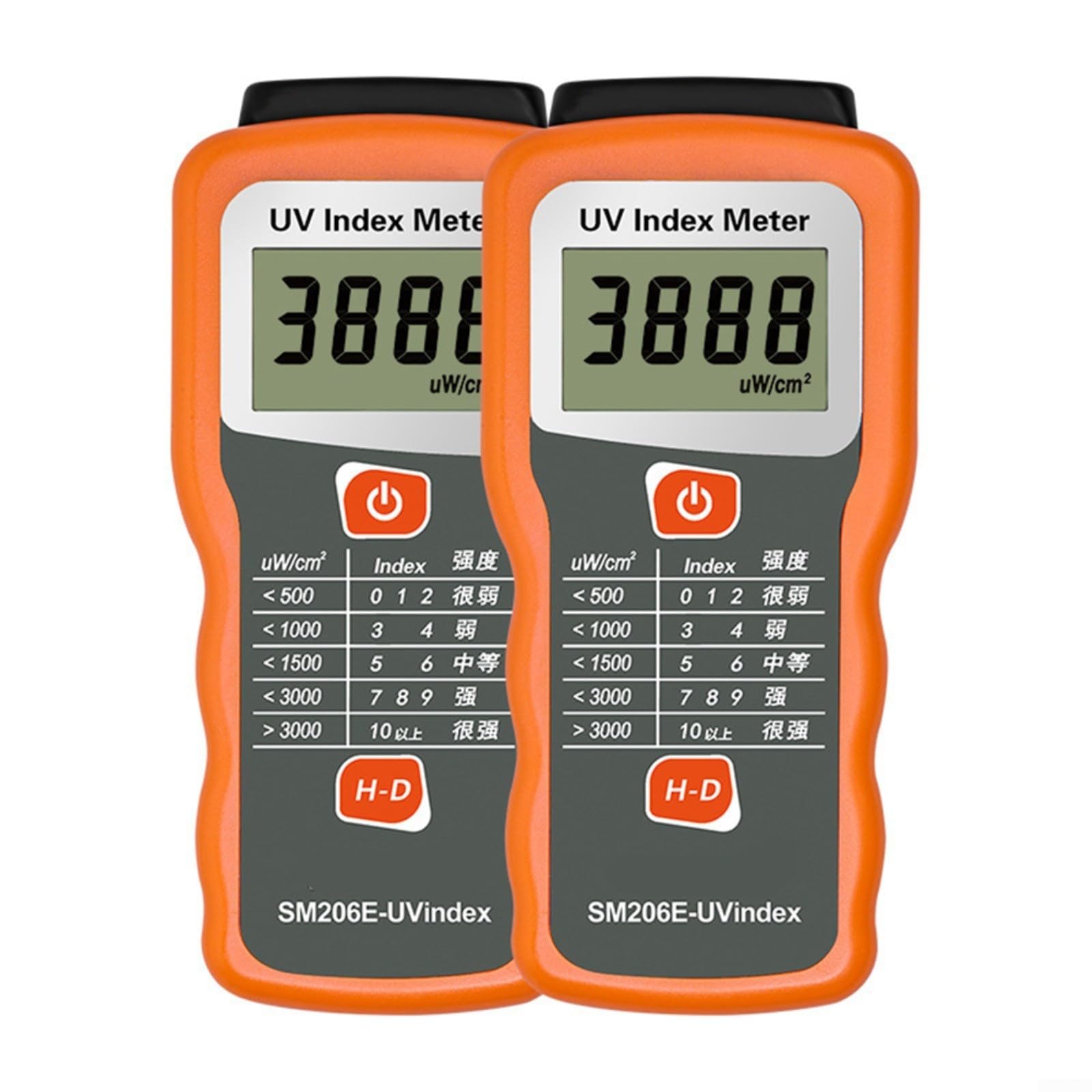 SM206E Digitaler UV-Index-Messer Strahlungsdetektor für UVA+UVB 280–370nm mit Hochauflösender LCD-Anzeige, Spitzenwertspeicher, Laboroptik sowie für IR/UV-Blockierungstests