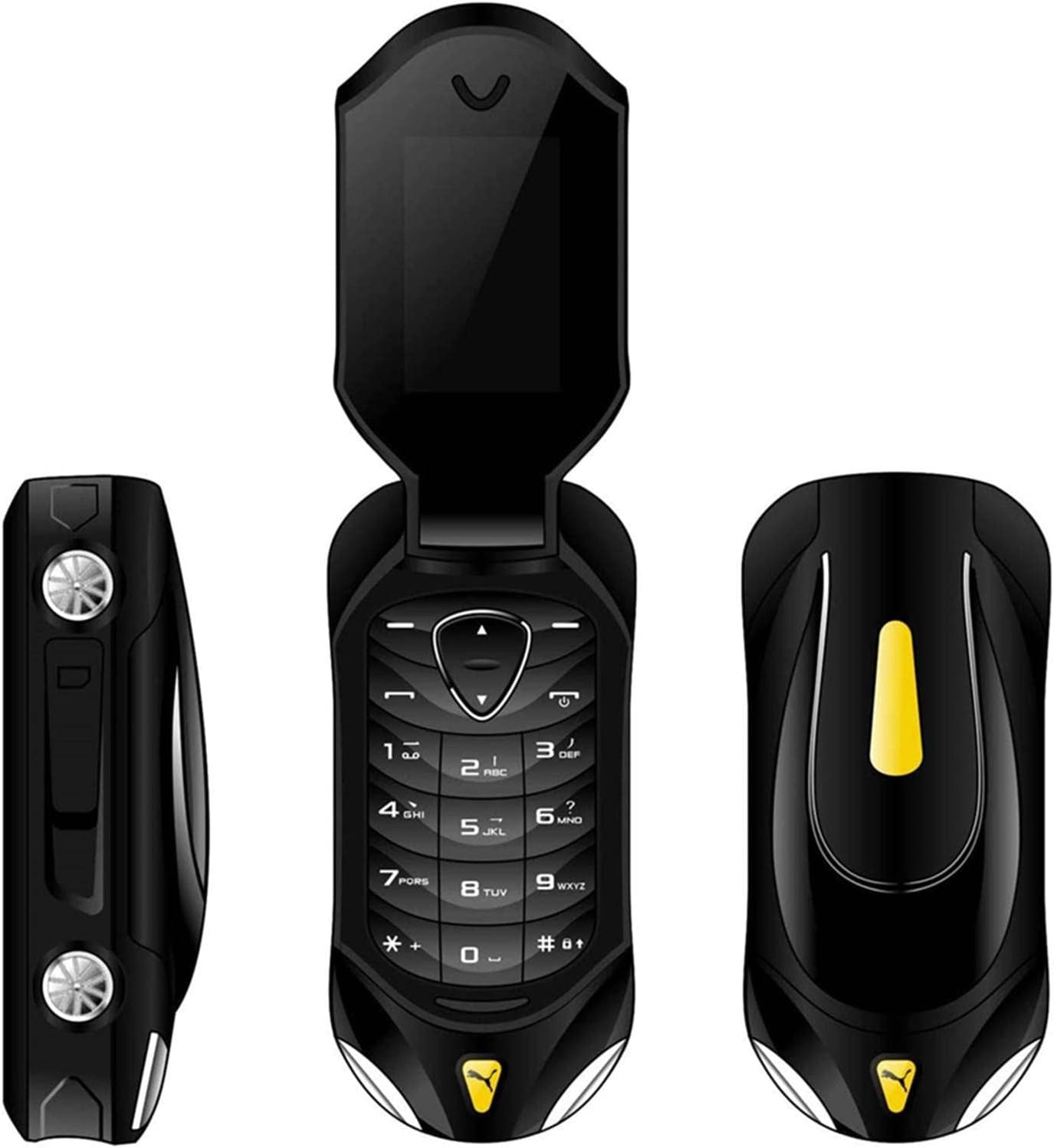 F18 Mini Car Model Flip Phone Dual SIM Loudspeaker Magic Voice Changer Bluetooth Dialer Flip Fashion Student Phone