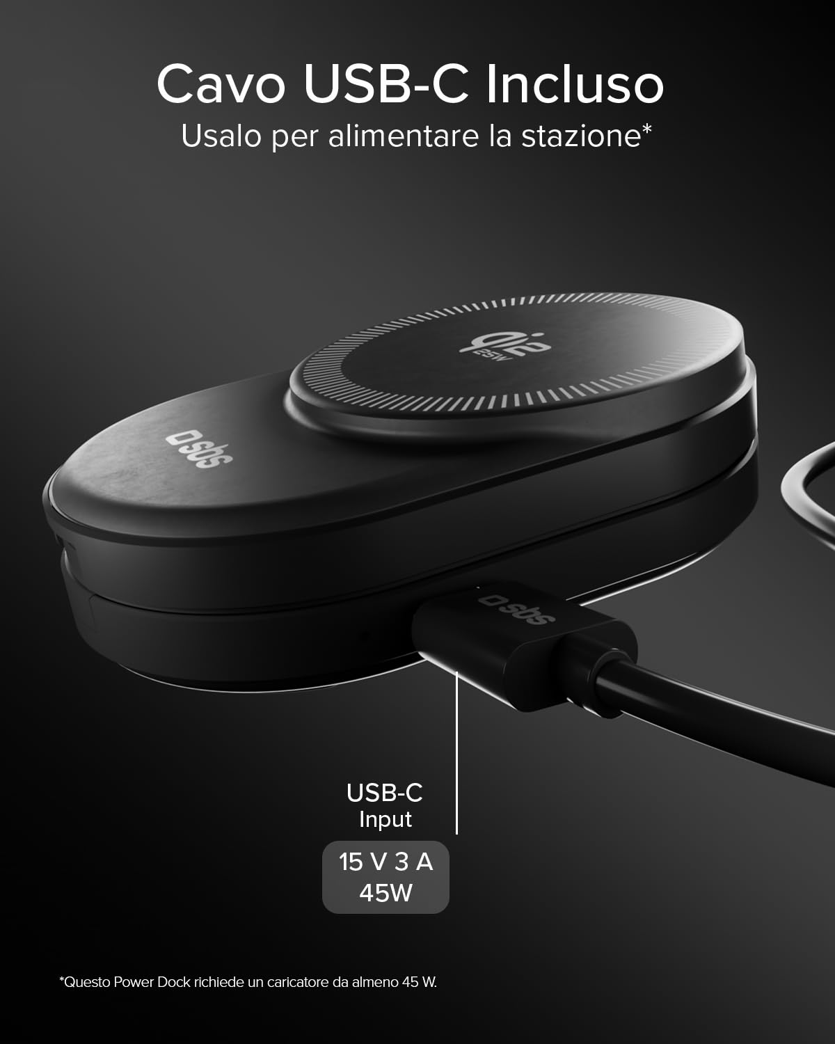 SBS Qi2 25W Power Dock 3in1 MFI MagSafe, Caricatore Wireless per iPhone, AirPods, Apple Watch, Ricarica Rapida 35W (25W+5W+5W), Caricabatterie Magnetico, Alimentazione USB-C, Certified MFI, Nero | Caricatore Wireless per iPhone, AirPods, Apple Watch, Cari