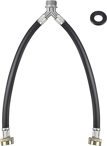 Dreyoo Paquete de 2 mangueras de goma en Y para lavadora, accesorios de latón de 34 pulgadas, 1 pie (12 pulgadas) de longitud, suministro de agua