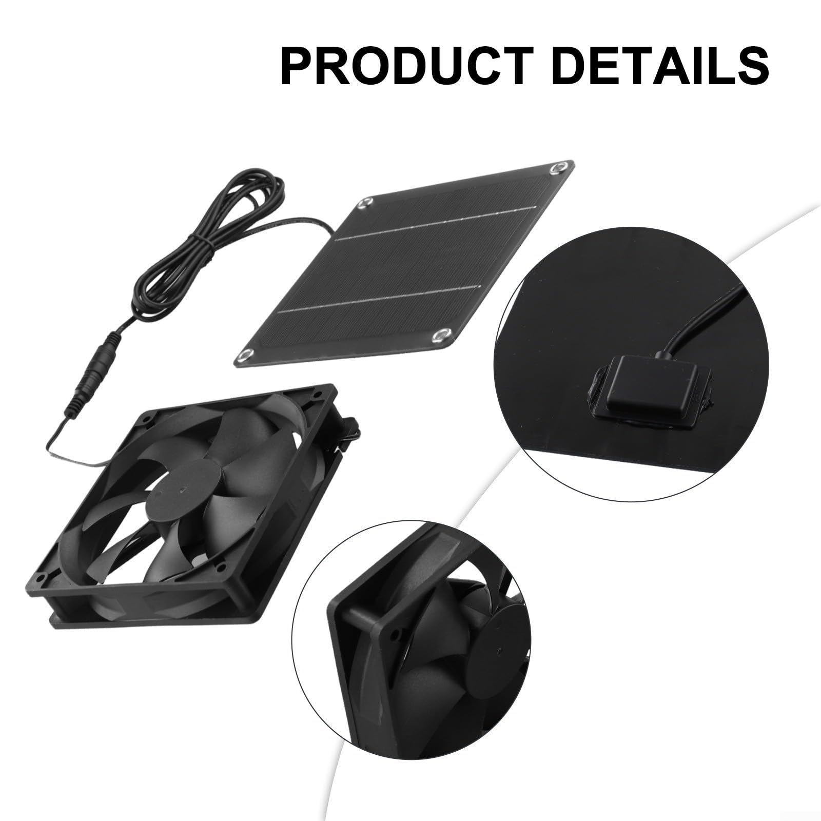 Ventola di scarico ad energia solare, 50 W, 12 V, 76,3 CFM, con pannello solare, per serra, pollame e cani, colore: nero