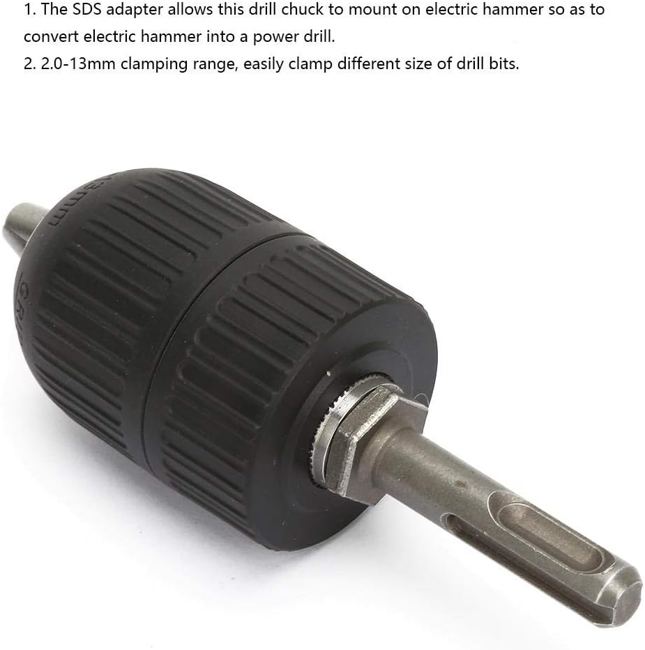YWBL-WH Keyless Drill Chuck with SDS Adapter, 2.0-13mm, 1/2-20UNF, Compatible with Drilling Machine & Electric Hammer