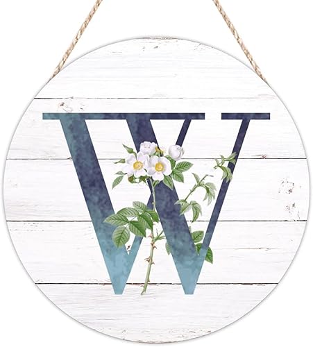 Vista 134 de Welcome Sign for Wall Initial Letter C Blue Round Wood Signs Monogram White Floral Wood Plaque Fresh Flowers 12in Mid Century Home Wall Decor for