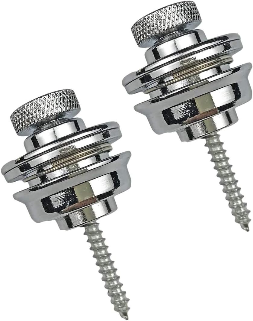 Guitar Strap Locks, 2 Pcs Metal Guitar Strap Buttons, Straplocks Anti-stripping Quick Release Bass Locks with Mounting Screws for Electric Acoustic Guitar Replacement (Sliver)