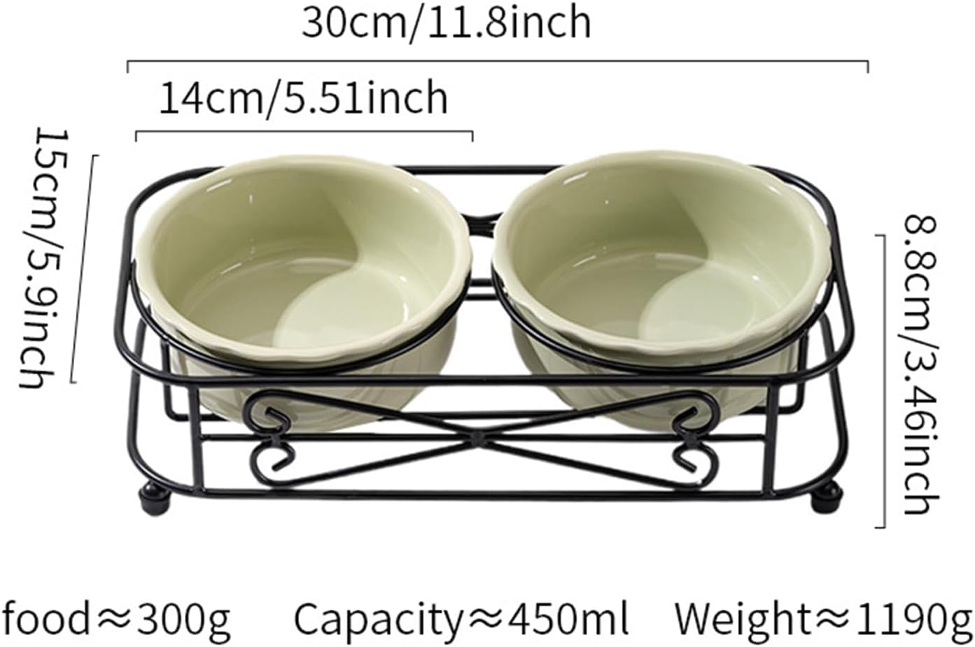 Lightweight Cat Bowl - Ergonomic Kitten Bowls, 30x15x8.8cm Pet Bowl with Raised Frame Stability, Sturdy Ceramic Pet Feeder, Pets Supply Feeding Bowls, Mealtime Cat Item for Animals
