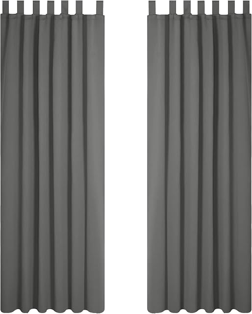 Deconovo Solid Thermal Insulated Blackout Curtains Tab Top Curtains for Livingroom 140x175cm Light Grey ONE Pair