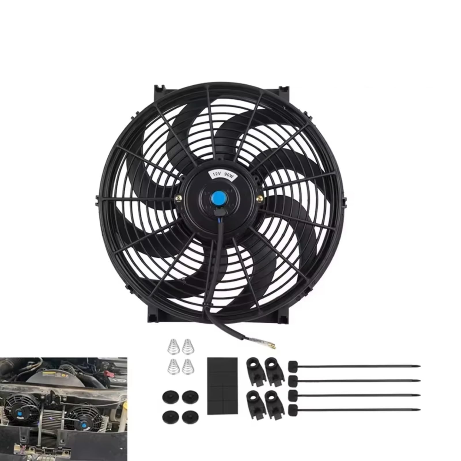 Kit Di Montaggio Universale Per Ventola Del Radiatore Di Raffreddamento Elettrico Universale Da 12 Pollici 12 V 80 W 2100 Giri/min Nero Elettrico Radiatore Per Auto