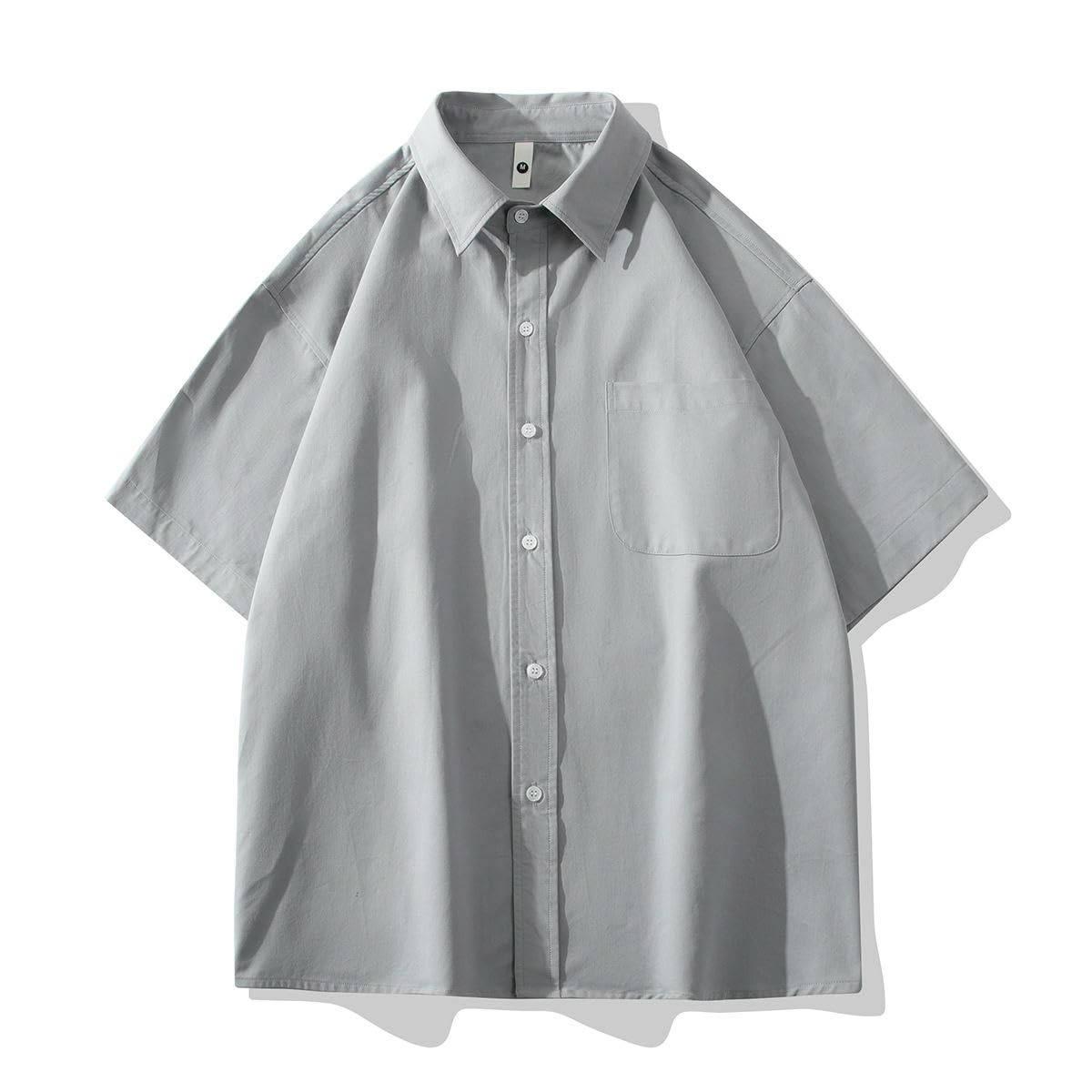 Chemise décontractée à manches courtes en coton de couleur unie pour homme
