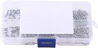 Oumefar Hex Nuts, 280pcs Hexagon Socket Screws M2 Hex Nuts Kit Set Nut & Bolt Assortment Kit Stainless Steel Flat Head Hex Socket Screws and Nuts with Plastic Box 7 Sizes 4mm/5mm/6mm/8mm/10mm/12mm/16mm