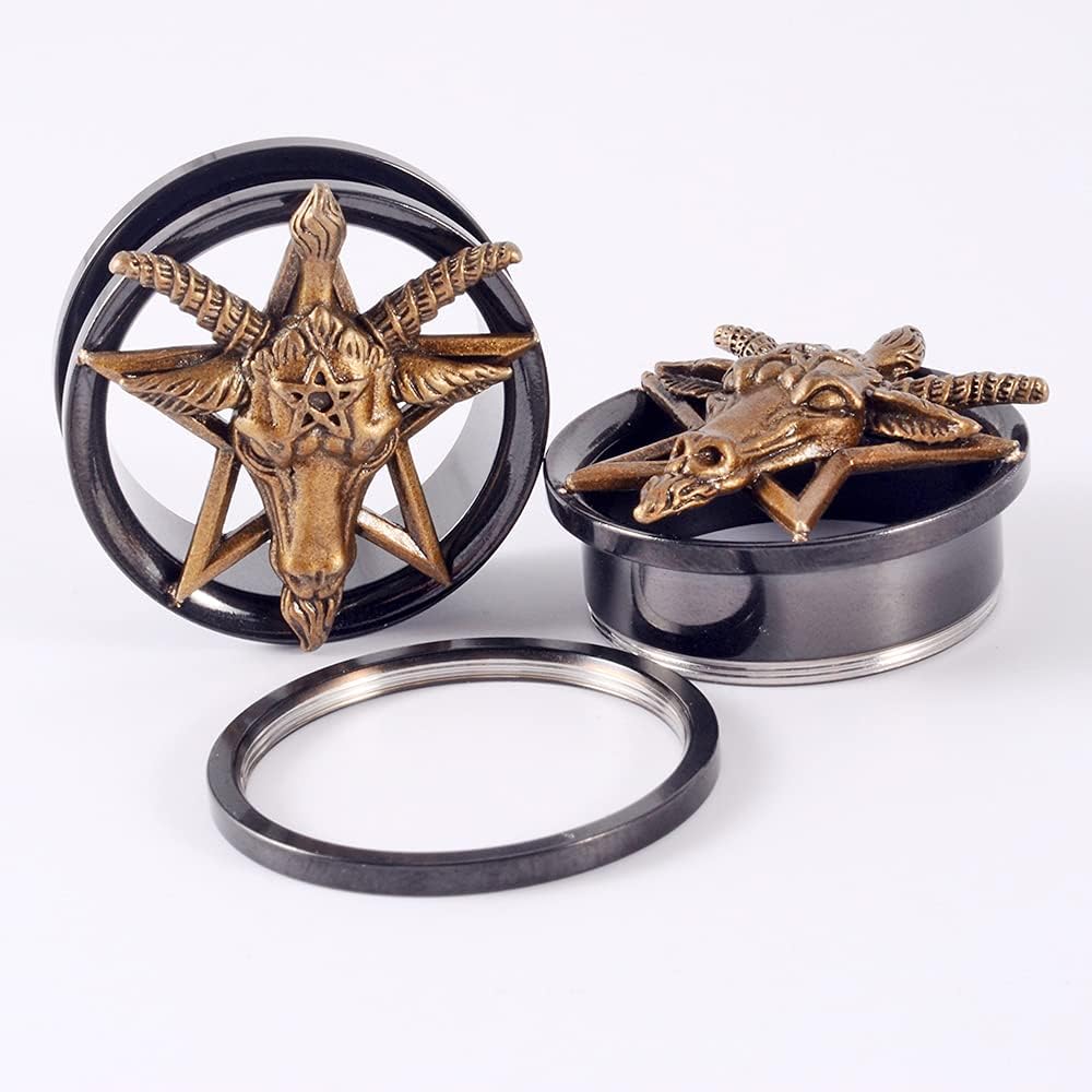 Pair Stainless Steel Deer Ear Plugs Gauges Hexagram Screw Tunnels Ear Expanders Stretchers 8mm-25mm Piercing Jewelry