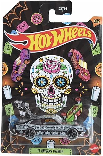 Miniatura 4 de Hot Wheels '71 Maverick Grabber - Coche de Halloween a escala 164, negro, 2 x 3 x 1.5 pulgadas