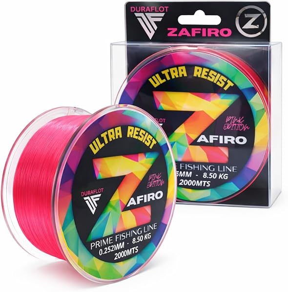 DURAFLOT Zafiro Pink (Rosa flúor) — Hilo de Pesca monofilamento (Nylon) — 1000/2000 m — 0,18/0,20/0,25/0,30/0,35/0,40/0,45/0,50 mm — Baja Memoria y Alta abrasión - 1
