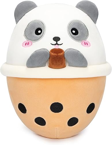AIXINI Panda Boba Peluche de 10 pulgadas de té de burbujas suave Kawaii peluche