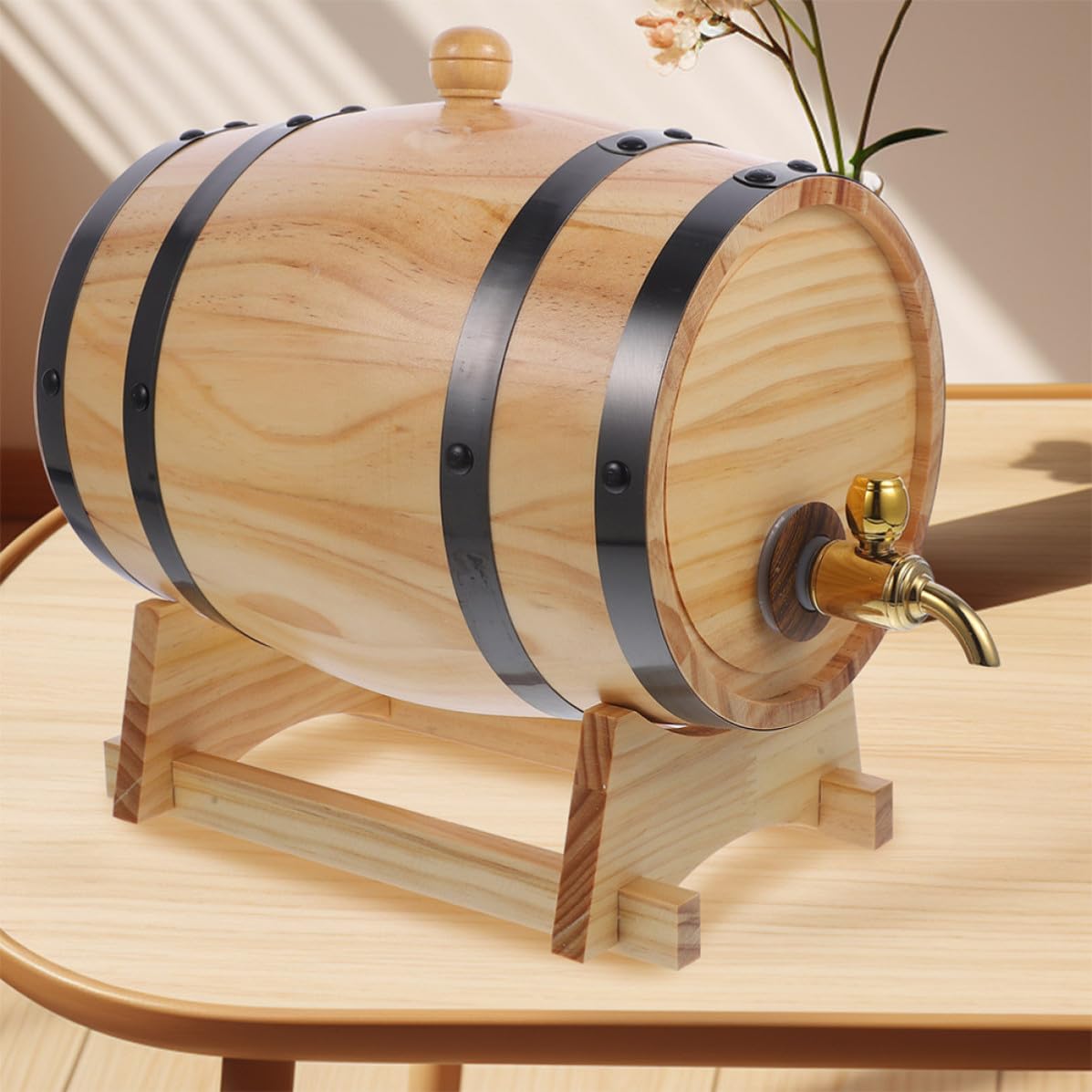 HEALLILY Barril de Madera para Cerveza y Vino con Grifo, Ecológico y Resistente, Adecuado para Mini Bar y Barra, Fabricado en Madera y Acero Inoxidable Color Aleatorio Varios Estilos