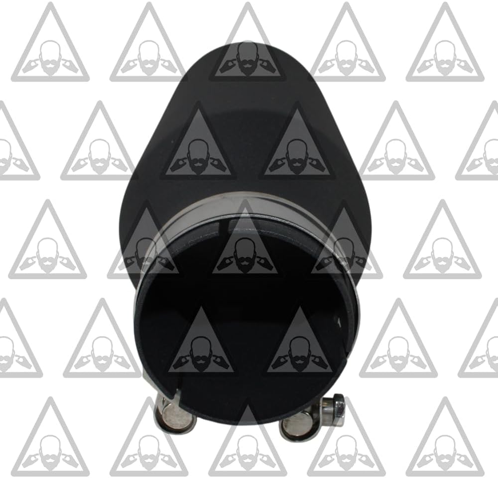 | Exhaust Black Powder Coated Universal Rolled Angle Cut Truck Tip 2.5" Inlet ID 4" Outlet OD 12" Inch Long | Stainless Steel | Aftermarket Replacement