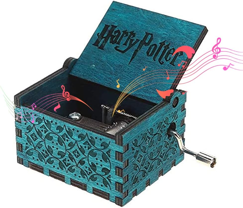 PATPAT Potter Music Box Wooden Classic Music Box with Hand Crank Diwali Gifts for Family-Blue, Kid